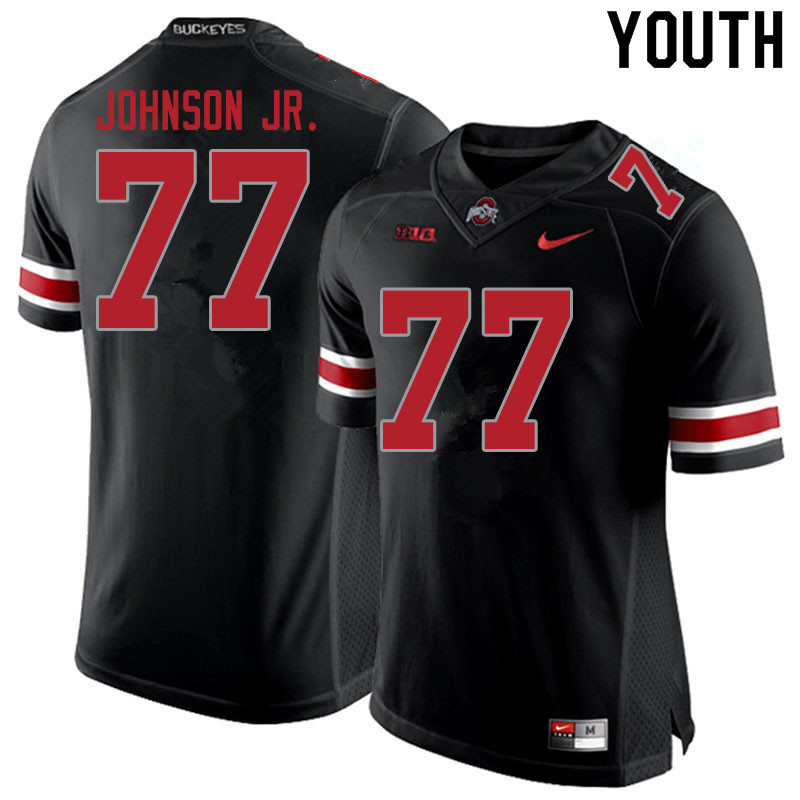 Ohio State Buckeyes Paris Johnson Jr. Youth #77 Blackout Authentic Stitched College Football Jersey